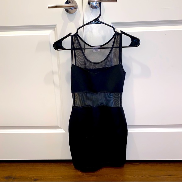 Black Mesh Mini Dress - Picture 1 of 3